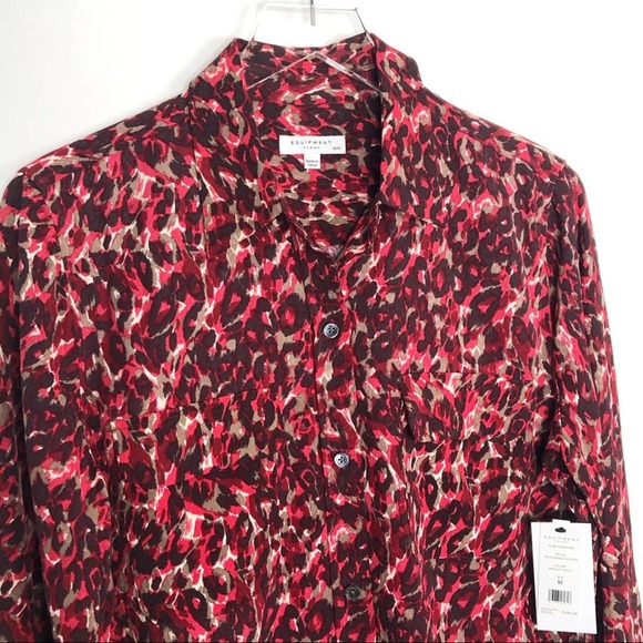 New Equipment Slim Signature Shirt Merlot Multi Print Medium - Picture 5 of 9